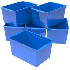 Storex Extra Large Book Bin, 6-Pack Blue