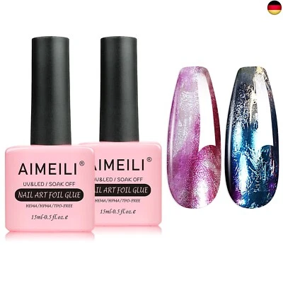 BESUCHE DEN AIMEILI- AIMEILI 2PCS Nail Art Foil Glue Gel 15ML Transferfolie Nägel Kleber für Folien N