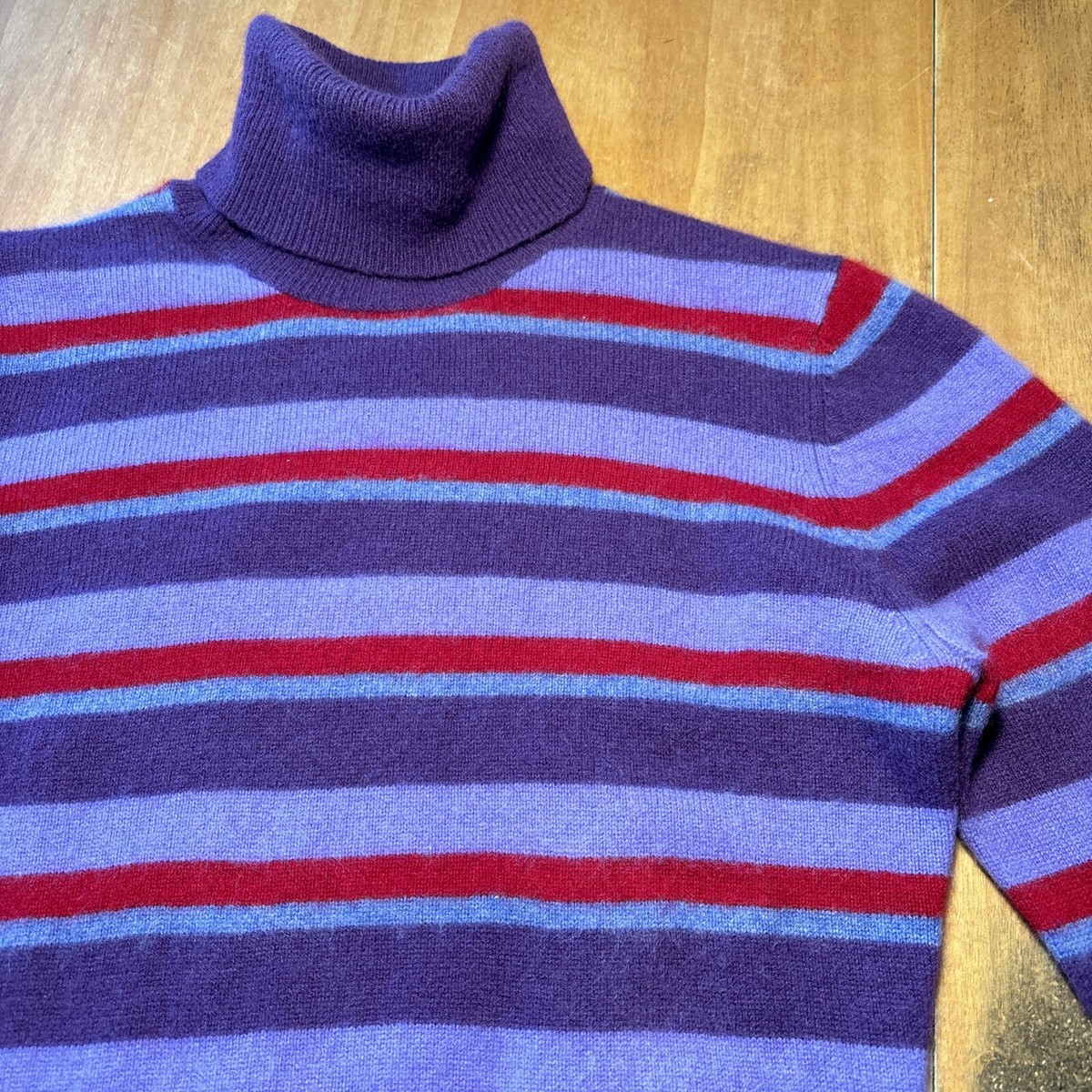 Ralph Lauren Black Label Cashmere Striped Turtleneck Sweater E