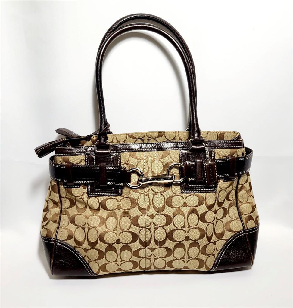 Coach Hamptons Brown Khaki Leather Medium Belted Carryall