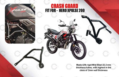 Fit For Hero ''X pulse 200 Mild Steel Black Crash Guard With Slider''