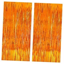 KatchOn, XtraLarge Fringe Backdrop Curtain - 3.2x8 Feet, Pack of 2 Orange