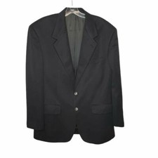 Vintage Broadmoor Mens Blazer Black Long Sleeve Flap Pockets Button sz L 42 Reg