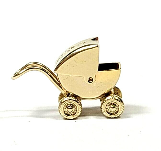 Vintage 14k Yellow Baby Carriage Stroller Charm