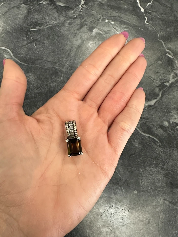 LAGOS 鱼子酱纯银 18k 金烟熏黄玉铰边 Bale 小增强吊坠 — 第 2/4 张图片