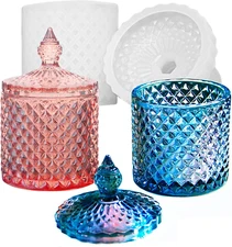 Box Resin Mold with Lid, Silicone Jar Resin Mold 3D Storage Jewelry Candle Holde