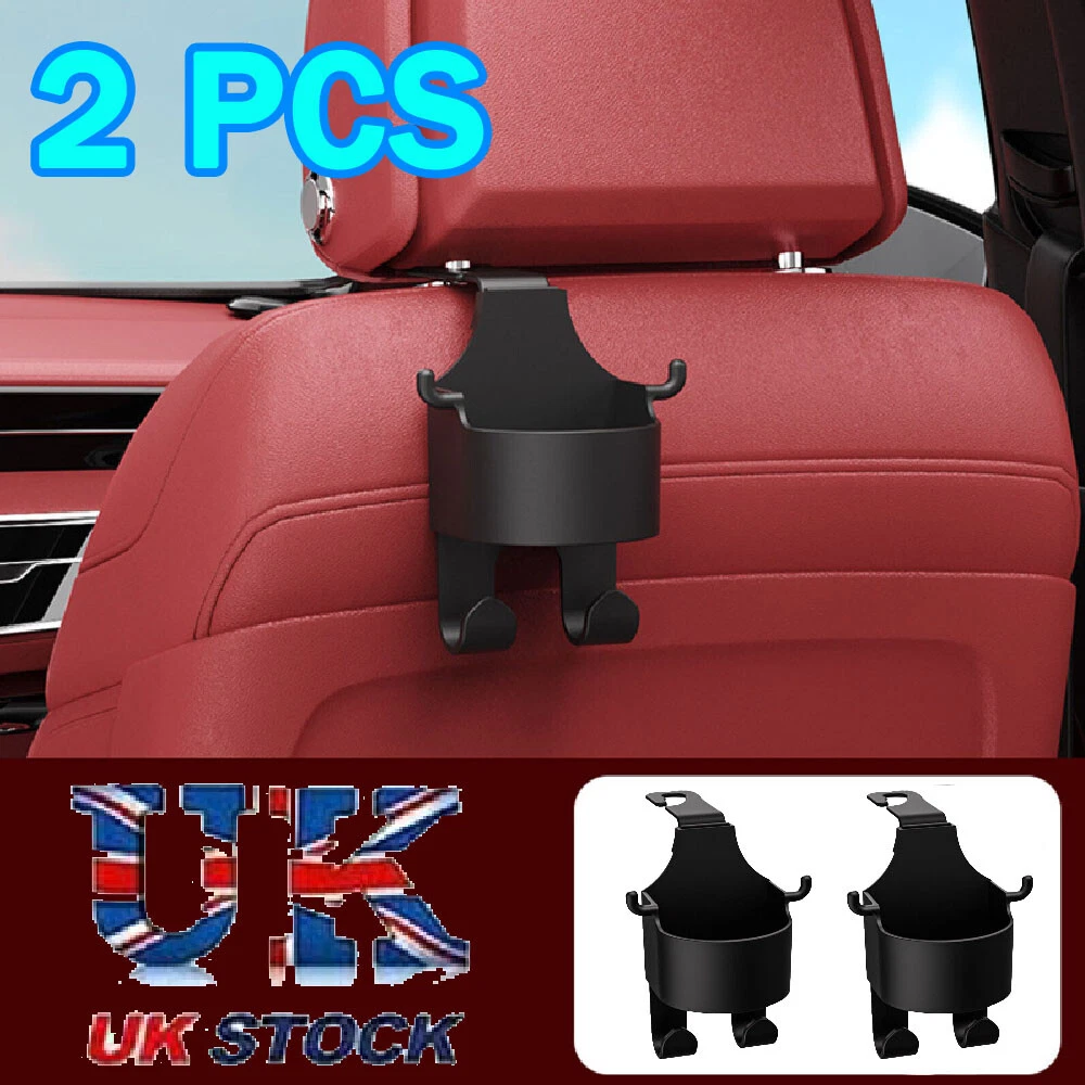 2x Multifunctional Hook for Car Seat Back,2 in 1 Car Hook ＆ Backseat Cup  Holder