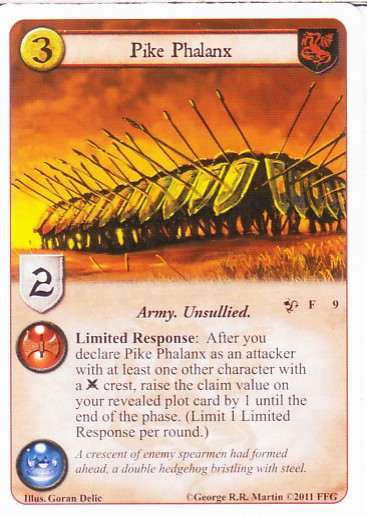 3 x Pike Phalanx AGoT LCG 1.0 Game of Thrones Queen of Dragons 9