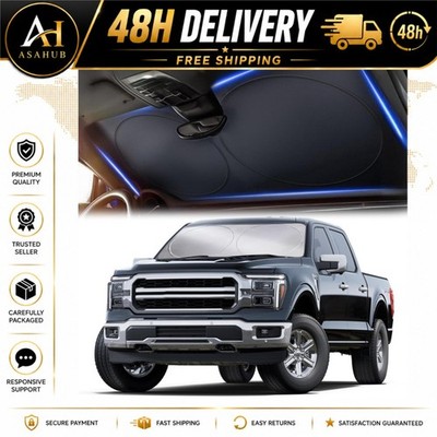 Truck Windshield Sun Shade Foldable Silver Autovir 69 x 35 in