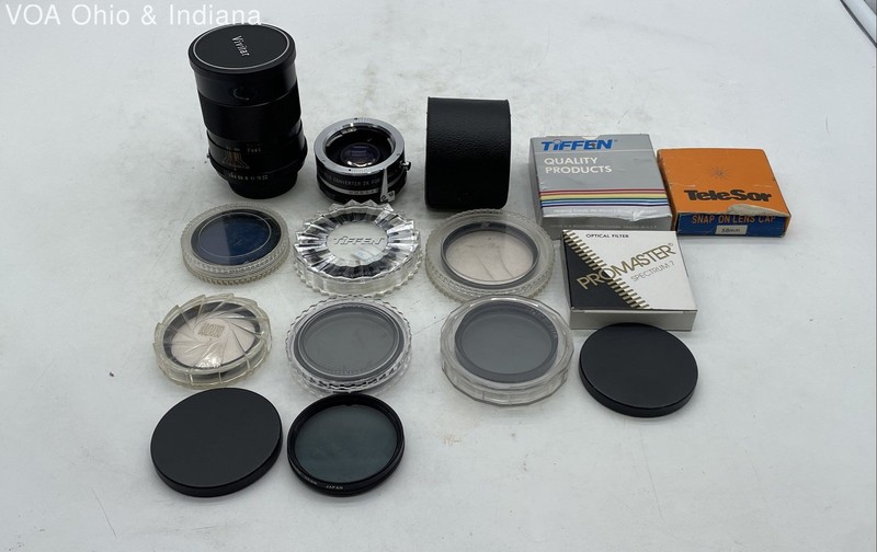 Vivitar 135mm f/2.8 Lens 2x Teleconverter & 7 Lens Filters Photography Lot 9pc