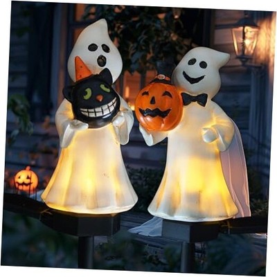 Halloween Decorations Outdoor Solar Lights - 2 Pack Spooky Pathway Ghost