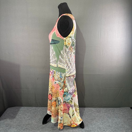 Desigual Dress Women XS Art to Wear Floral Romantic Midi Sheer Sheath Colourful - Picture 2 of 15