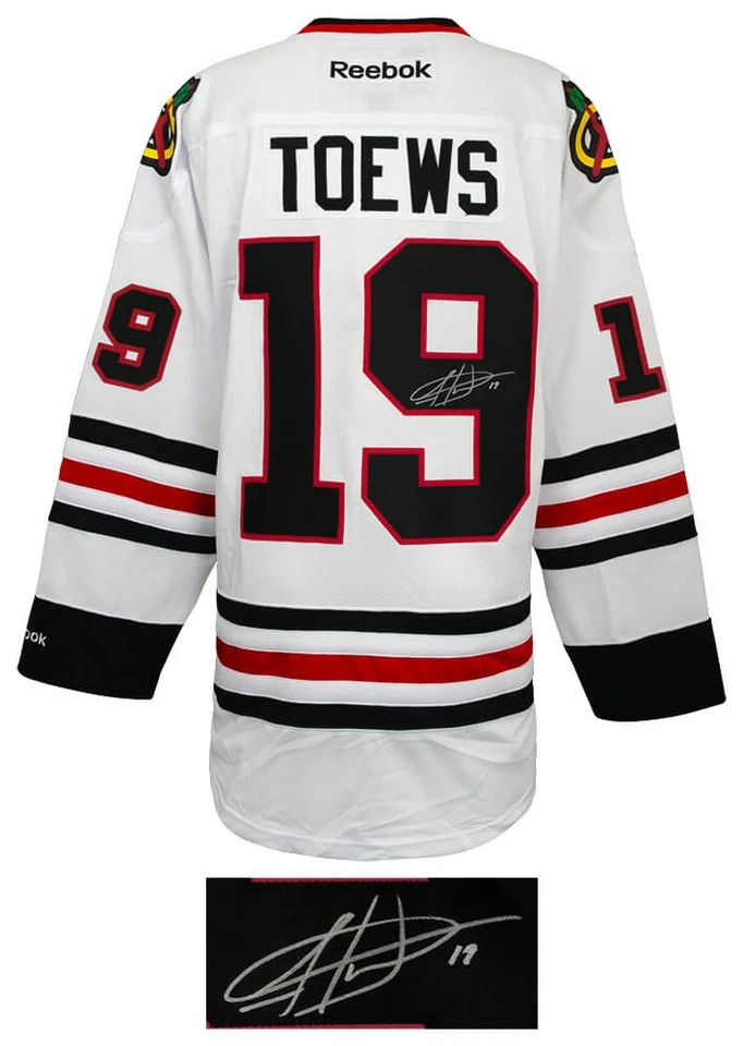 Camiseta deportiva de hockey Reebok Premier blanca firmada por Jonathan Toews Blackhawks - (con certificado de autenticidad SS) Foto 2 de 3