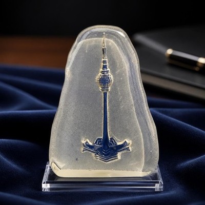 Vintage Cut Glass Paperweight (?)  of the Berliner Fernsehturm Berlin TV Tower