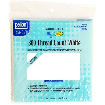 300 Thread Count Cotton Fabric 20x24 inch White Embroidery Needlework
