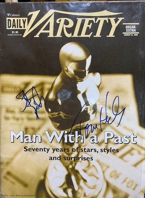Steven Spielberg & Tom Hanks Autographed 1999 Variety Oscar Extra magazine