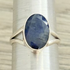 Sterling Silver 925 Genuine Dark Blue Sapphire Ring Size 9