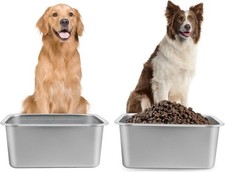 4 Gallon Large Dog Water Bowl, 2 Pack Stainless Steel Dog Bowls