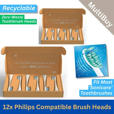 THE LITTLE ECO CO. 2x The Little Eco Co Recyclable Philips Sonicare Compatible Brush Heads. 12 Pack