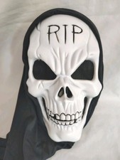 HALLOWEEN I.P. Skull Mask w Black Hood Halloween Costume Scary Rubie's Co.
