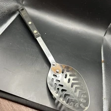 Vintage Ekco Forge Stainless Steel Slotted Serving Spoon Made In USA 11"