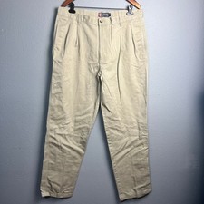 Chaps Ralph Lauren Khaki Pants Pleated Preppy Front Casual Classic Fit W38 L34