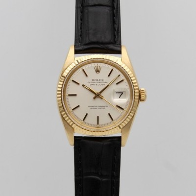 [2315] Rolex Datejust 36mm - 1601 Silber Gelbgold 1971 Mit Box Herrenuhr Silber