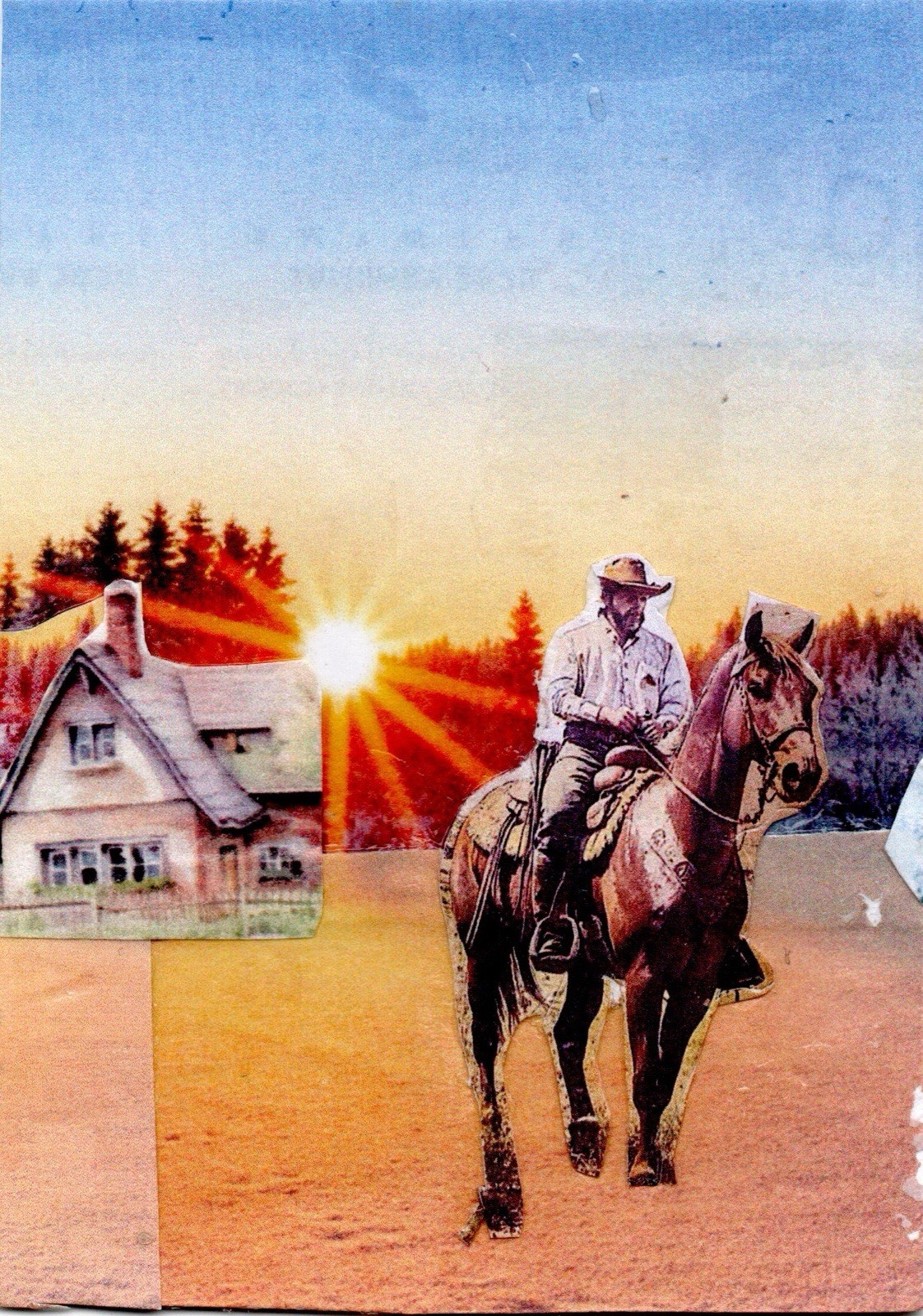 ACEO Original Art Collage Handmade Hero Card ATC Frontier Echoes #30 1/7