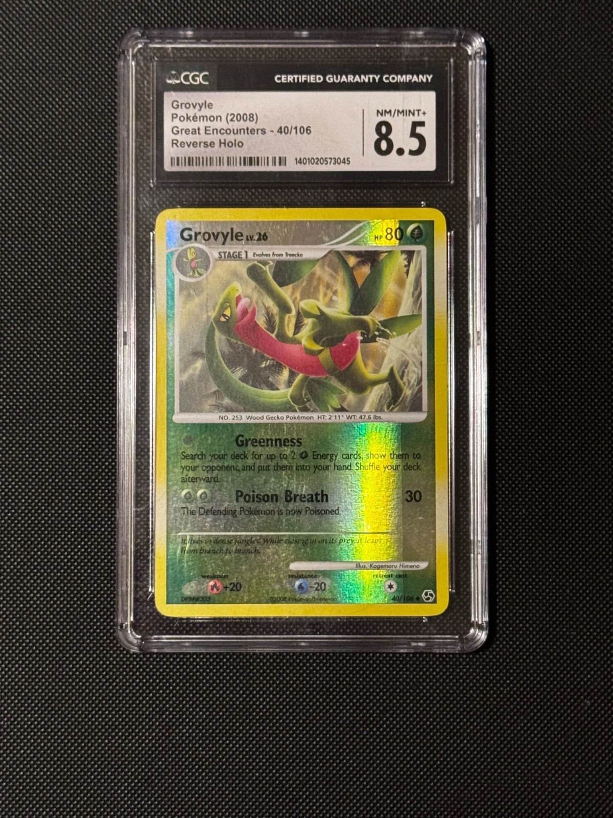 2008 Pokemon D & P Great Encounters - Grovyle Reverse Holo #40 - Mint/NM CGC 8.5