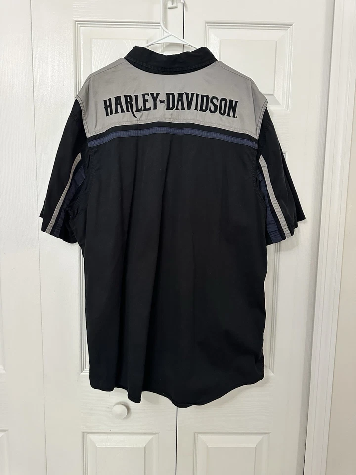 Camisa Harley Davidson Para Hombre Abotonada S/S Bordada HDMC - Talla 2XL Foto 2 de 3