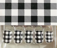 Red Aspen Press On Short Square Shiny Buffalo Check Jeanne’s Gingham 🖤🤍