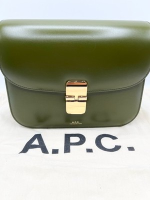 A.P.C. Small Grace Bag Dark Khaki Green in Smooth Leather  - Crossbody Bag