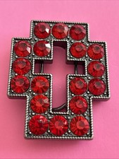 Rhinestone Perforated Cross Belt Buckle