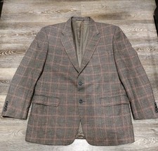 Corneliani Wool Mohair Cashmere Sport Coat 42R Brown Windowpane Check