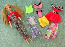 VINTAGE BARBIE DOLL WITH BUNCHES + CLOTHES 