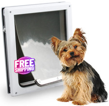 Puerta Para Perros Con Solapa Magn tica Transparente Suave En Color Blanco NUEVO