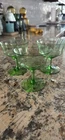 Depression Green Uranium Glass Champagne Sherbet Dessert Glasses Set of 3