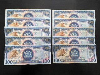 Trinidad & Tobago 100 $ Dollar Vintage Banknoten Set (10) LOT: 0111 016