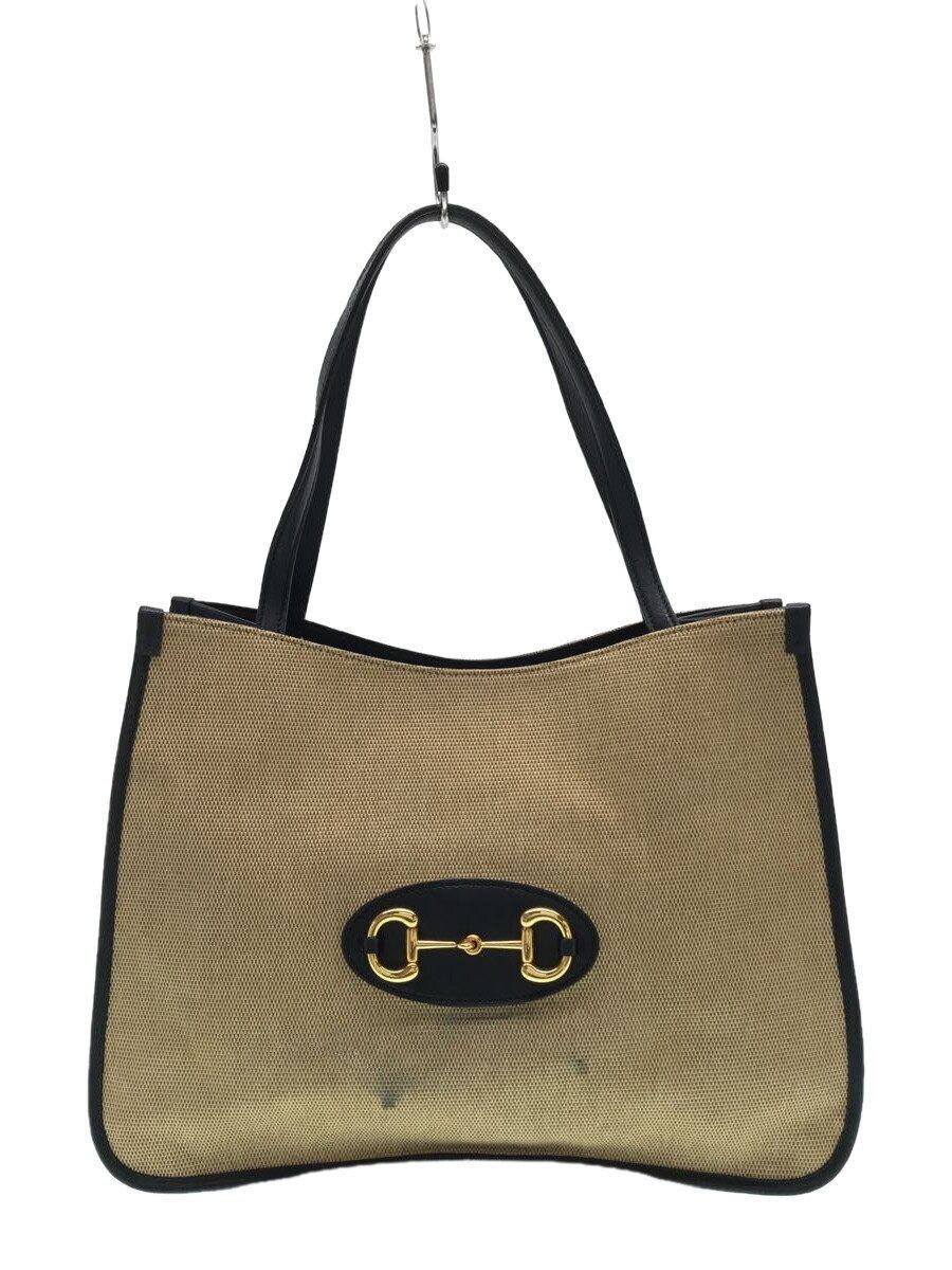 GUCCI tote bag _ horsebit 1955 -- Beige plain Used
