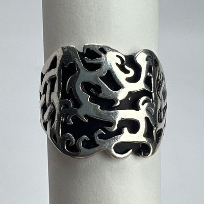 Sterling Silber Drache Stamm Flamme Ausschnitt Design Größe 9