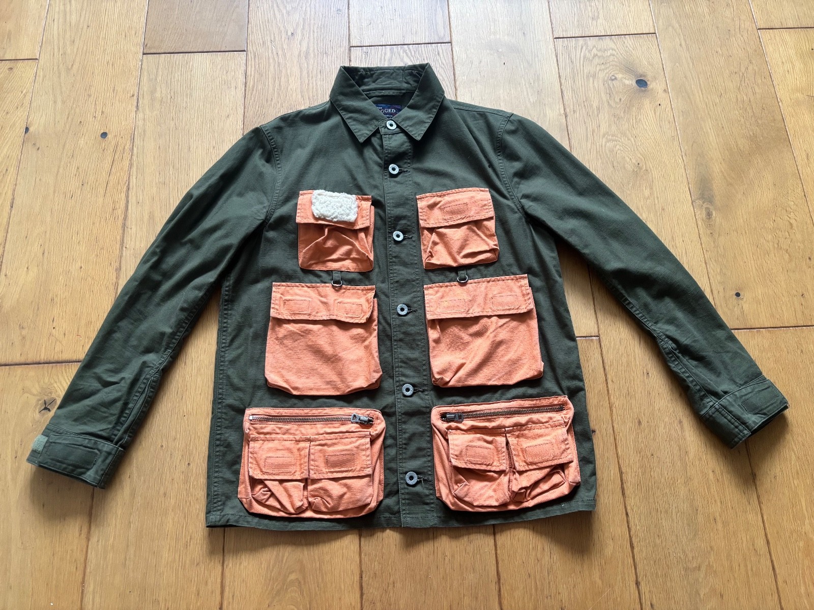 Chaqueta/sobrecamisa de pesca con mosca pequeña rara vintage MUSEO RESISTENTE (GRATIS Y FÁCIL) para hombre