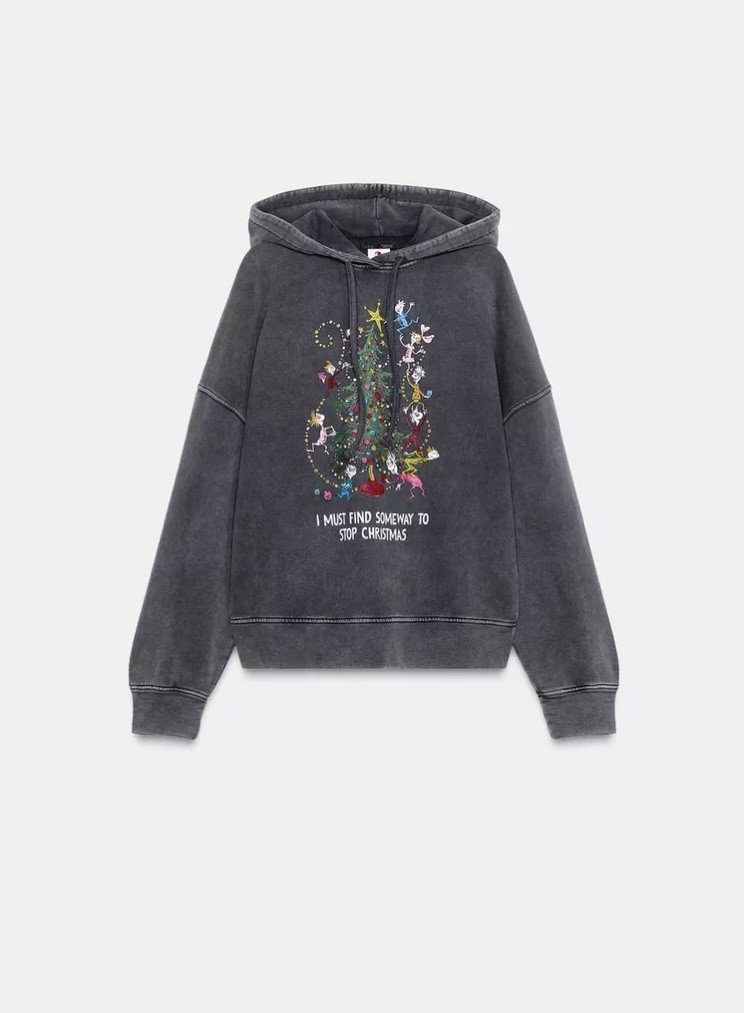 Zara GRINCH christmas faded sweatshirt hoodie size XS no returns