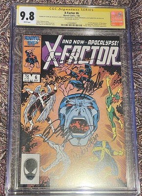X-FACTOR #6 CGC 9.8 SS Signed x5 STAN LEE 1ST APOCALYPSE White Pages
