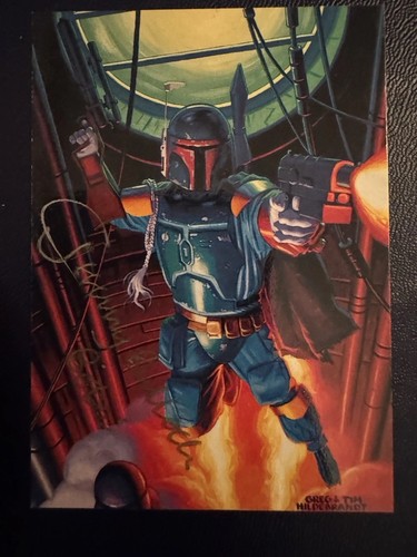 Star Wars Shadows of the Empire Promo Card Signed By Jeremy Bullochs Boba Fett