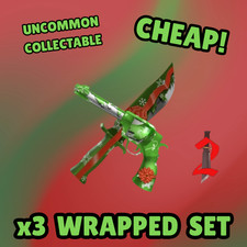    MM2 x3 WRAPPED SET  KNIFE  GUN  UNCOMMON COLLECTABLE  MM2   