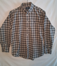 RALPH LAUREN Boys SZ 16-18 Blue/White Plaid Button-Down Dress Shirt, Was 43.50