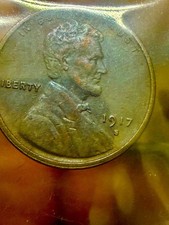 1917-S 1C BN Lincoln Cent  UNC Beautiful Pink And Blue Toned