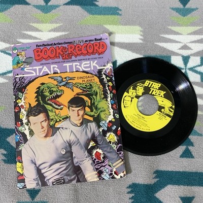 Star Trek Dinosaur Planet Book and Record 45 RPM Set 1979 PR45 Fair Condition