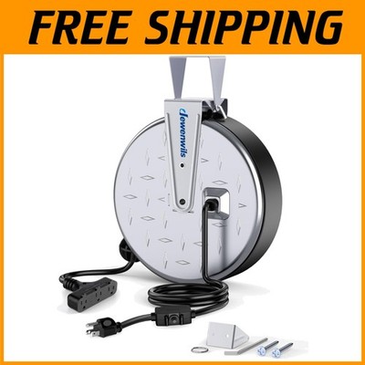 30 Ft Retractable Extension Cord Reel with 3 Outlets