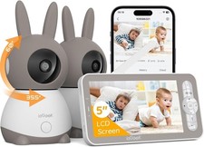 ieGeek 2K 2.4Ghz WiFi Baby Monitor with Two Cameras, One 5" Split-Screen,360&deg;PTZ